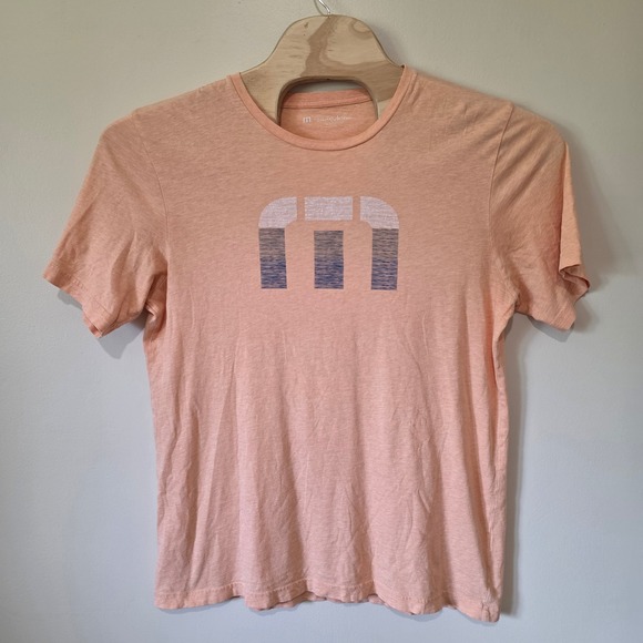 TravisMathew Other - Travis Mathew Graphic Tee Mens L Peach Heather Logo Pima Cotton Coastal Golf